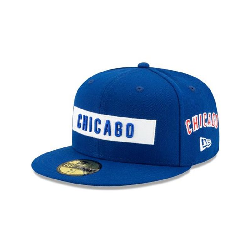 MLB Chicago Cubs Boxed Wordmark 59Fifty Fitted (KMO1202) - Blue New Era Caps